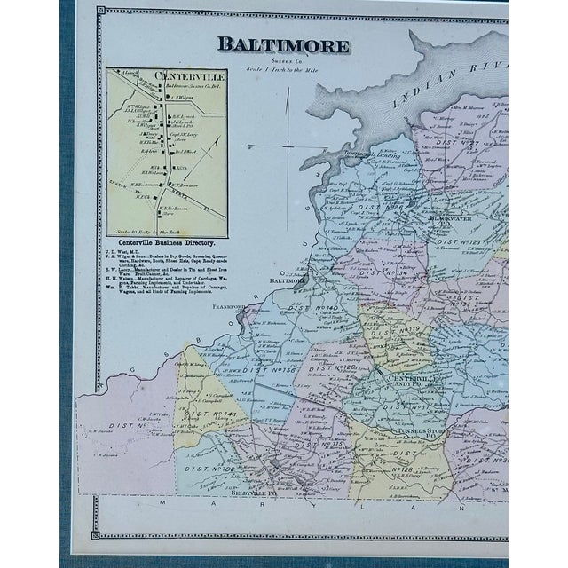 Baltimore Hundred in Sussex County, Delaware, Print From Beer's & Pomeroy, Framed For Sale - Image 4 of 7