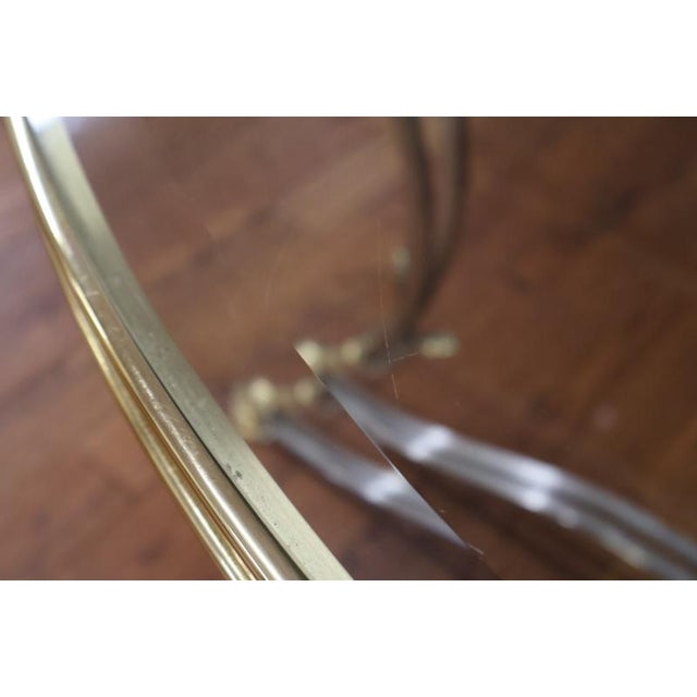 1980s Steel & Brass Glass Top Coffee Cocktail Table Attributed to Labarge For Sale - Image 9 of 11