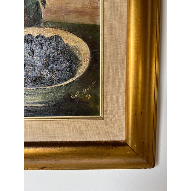 1970s 1970's Betty Gossett Impressionist Still Life Oil on Canvas Painting, Framed For Sale - Image 5 of 12
