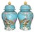 Pair of Chinese Enameled Porcelain Temple Jars | Turquoise Ground Pheasant & Floral Motif For Sale