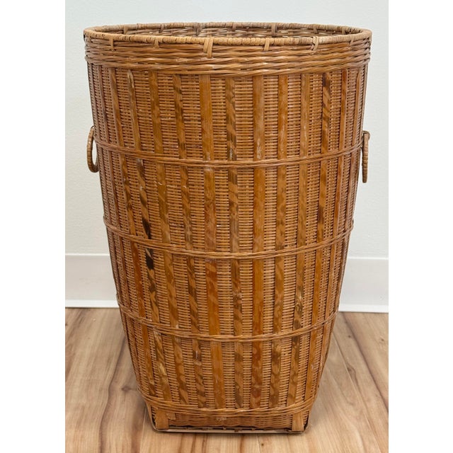 Vintage Tall Woven Split Reed Basket For Sale In Kansas City - Image 6 of 10