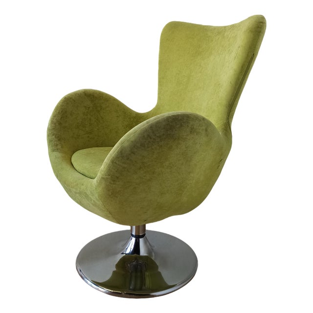 Bucket Seat in Chrome and Green, 1990s For Sale