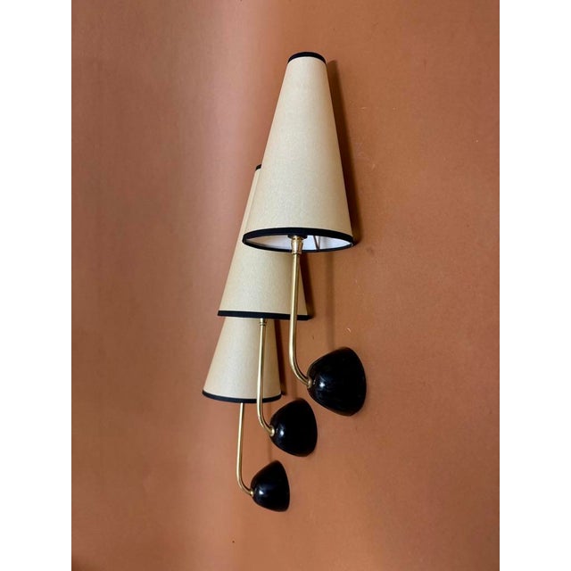 Mid-Century Modern Wall Lights in the style of Jean Royere, 1950s, Set of 3 For Sale - Image 3 of 10