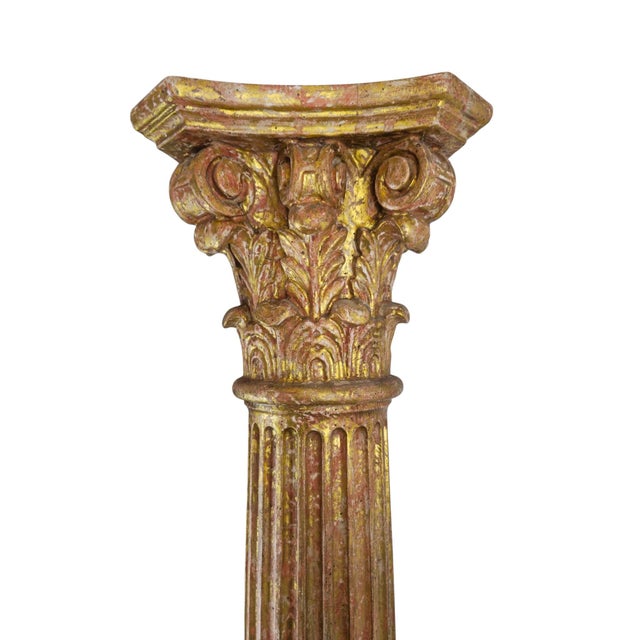 Carved and Gilded Wooden Columns with Figural Bases, 1920, Set of 2 For Sale - Image 6 of 10