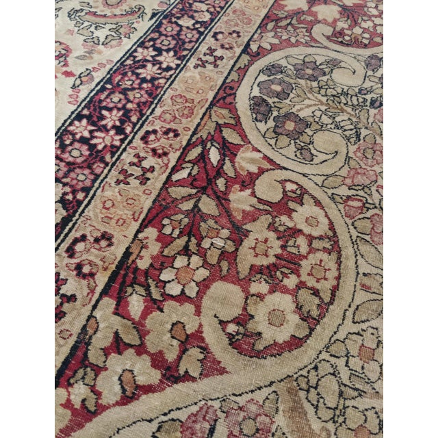 Textile Antique Lavar Kerman Carpet, Fine Persian Oriental Rug Jewel Blue, Gold and Navy For Sale - Image 7 of 12