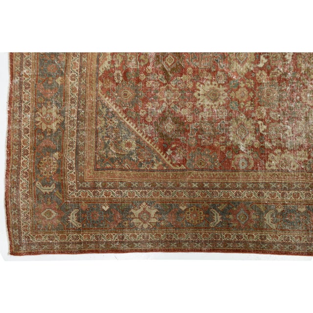 Antique Mahal Wool Rug With Terracotta & Earthy Distressed Patina For Sale - Image 9 of 11