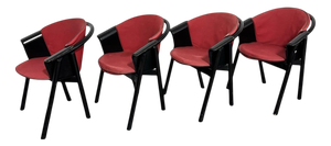 Modern Chairs in Lacquered Wood and Fabric from Pozzi & Verga, 1970s, Set of 4