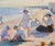 1920s Jean Aristide Rudel- Mothers & Young Daughters at the Beach W/Parasol -1920s Oil Painting For Sale - Image 5 of 11