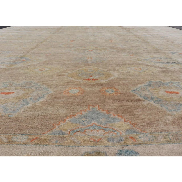 Early 21st Century Large Turkish Oushak Rug in Neutral Colors All-Over Design 16'2" X21' For Sale - Image 5 of 17