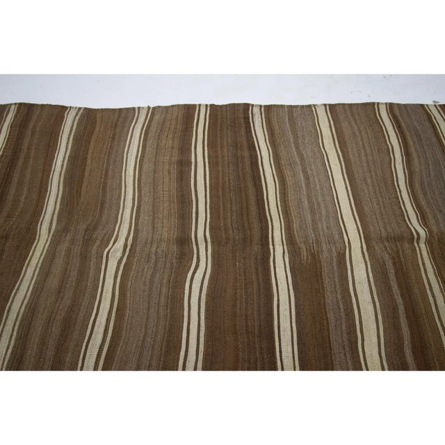 Turkish Vintage Turkish Brown Natural Wool Kilim Rug - 5′1″ × 10′ For Sale - Image 3 of 7