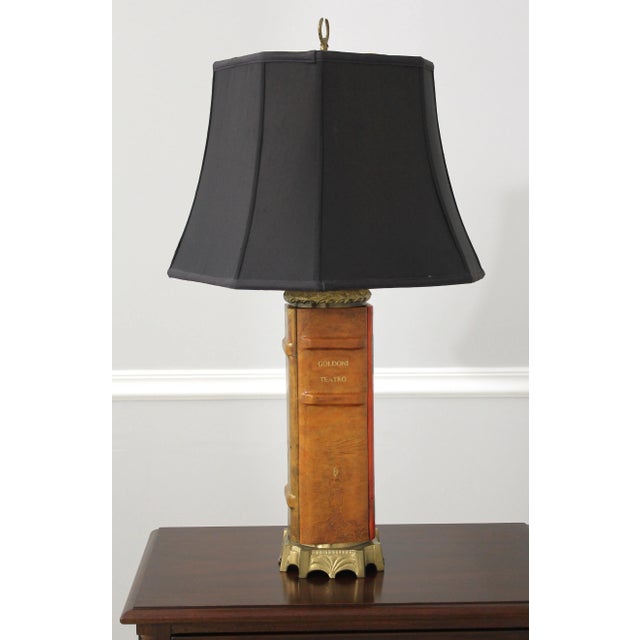 WILDWOOD Leather Book Spine & Brass Lamp Age: Approx: 20 Years Old Details: Quality Construction Quality Tooled Leather...