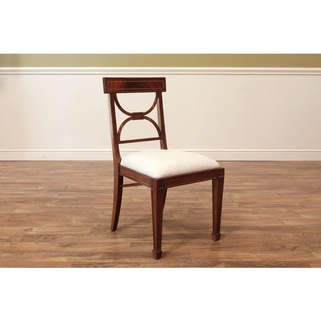 Set of 10 Medium Walnut Finish Cross Back Dining Room Chairs, English-Style Chairs W Crypton For Sale In New York - Image 6 of 15