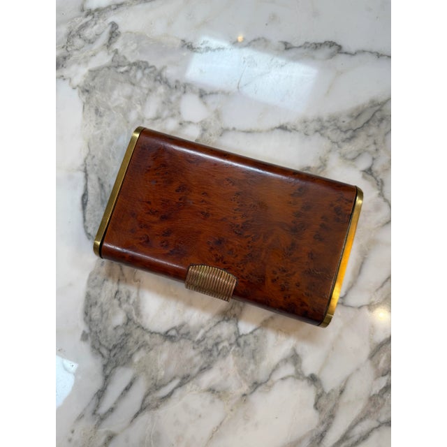 1950s 1950s Art Deco Burl Wood and Brass Cigarette Case For Sale - Image 5 of 6