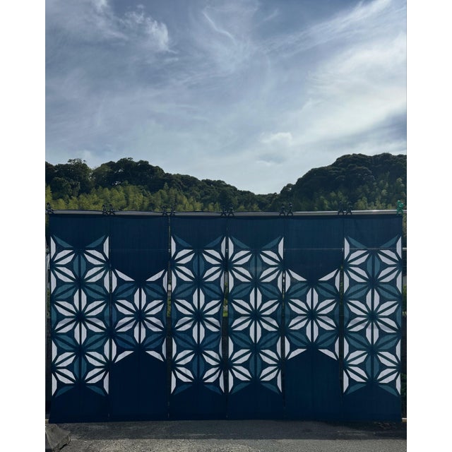 Kinetic Spatial Boundary - Geometric Indigo Textile Art For Sale - Image 4 of 7