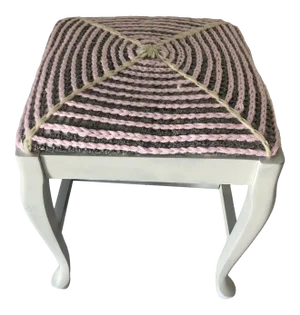 Cottage Style Mahogany Bench Newly Painted in White Handmade Triple Crochet Decor Seat