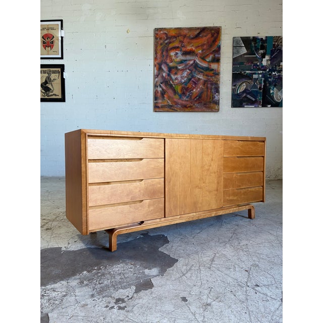 Tan Newly Refinished Mid Century Modern Low Dresser by Edmund Spence For Sale - Image 8 of 12