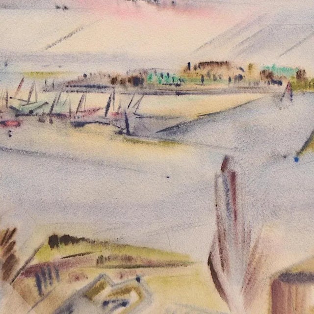 Mid 20th Century Original Vintage Signed & Dated Yngve H. Olsen Landscape Watercolor Painting For Sale - Image 5 of 9