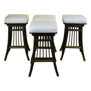 Set of 4 Rattan Swivel Stools by Willow & Reed For Sale