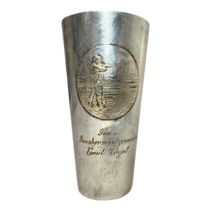 Antique Silverplate German General Marksman Shooting Trophy Award Cup Emil Vogel