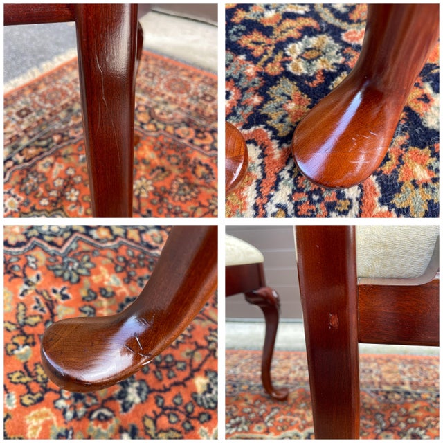 1990s Thomasville Queen Anne Solid Cherry Dining Chairs With Shell Carvings - A Pair For Sale - Image 12 of 12