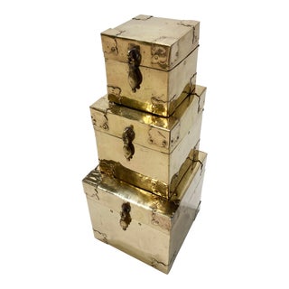 Brass Nesting Boxes Attrib. To Mottahedeh, S/3 For Sale