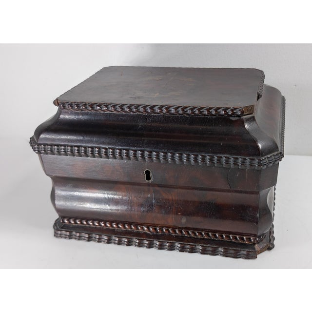 English 19th Century English Regency Sarcophagus Form Tea Caddy Box With Mahogany Veneer For Sale - Image 3 of 18