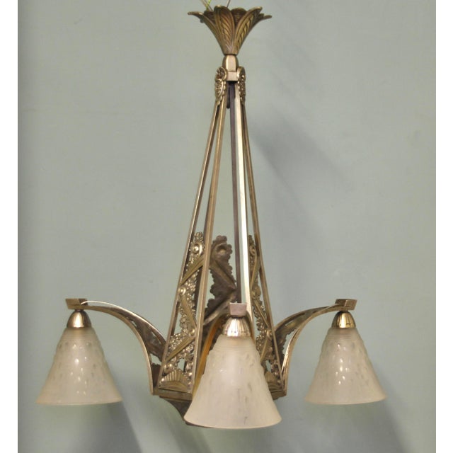 Art Deco French Pending Lamp by Muller Frères, 1920s For Sale - Image 12 of 12