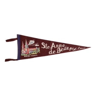 Vintage Sainte Anne De Beaupre Canada Felt Flag Pennant For Sale