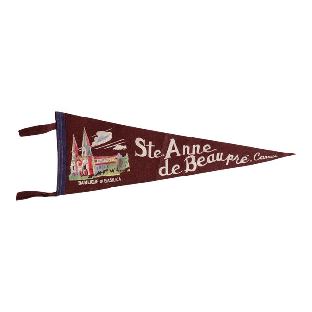 Vintage Sainte Anne De Beaupre Canada Felt Flag Pennant For Sale