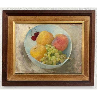 Polly Thayer, Oil Painting Still Life Fruit Bowl Polly Thayer Boston Modernist Woman Artist, c. 20th century For Sale