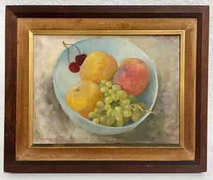 Polly Thayer, Oil Painting Still Life Fruit Bowl Polly Thayer Boston Modernist Woman Artist, c. 20th century