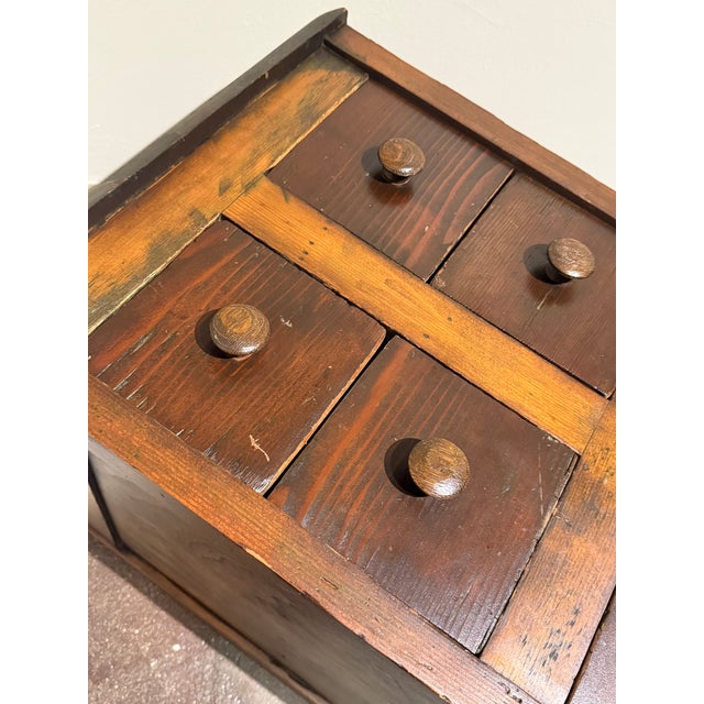 Vintage Primitive Wood Apothecary-Style Five-Drawer Cabinet For Sale - Image 13 of 14