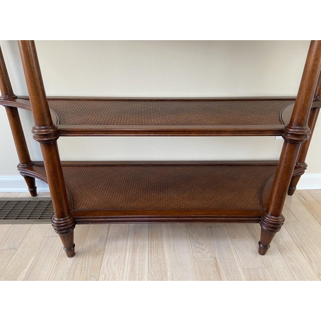 2000 - 2009 Vintage Three Tier Rattan Legacy Collection Entryway Console Sofa Table For Sale - Image 5 of 11