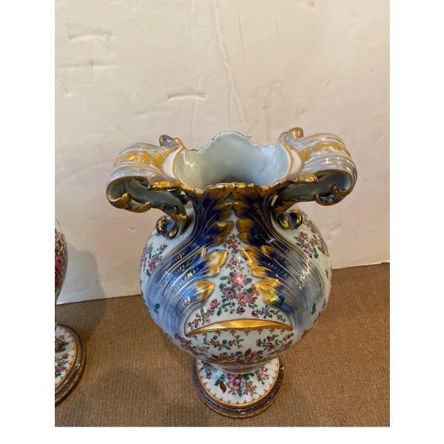 Late 19th Century Naples Capodimonte Porcelain Armorial Urns - A Pair For Sale - Image 12 of 13