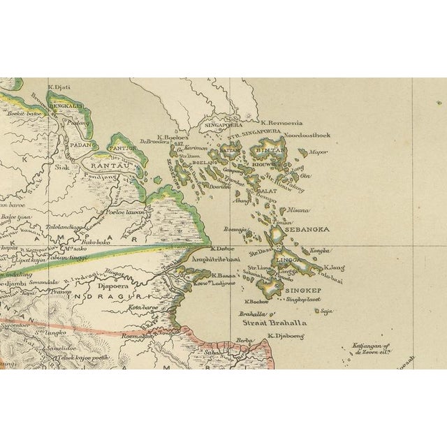 Antique Map of Sumatra, Bangka Belitung and Riau in the Dutch East Indies, 1884 For Sale - Image 4 of 9