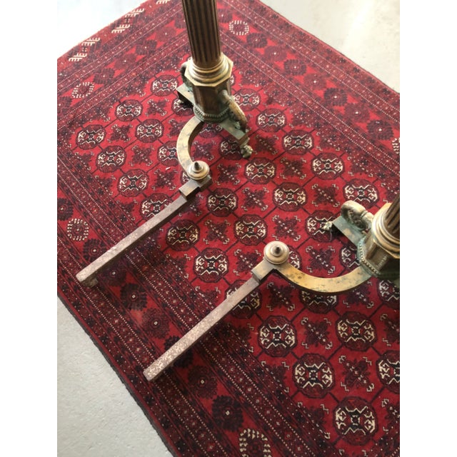 1900 Neoclassical Brass Pillar Fireplace Andirons - a Pair For Sale - Image 11 of 13