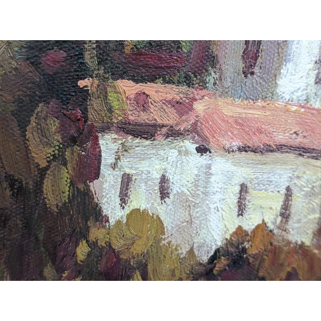 Wood Late 20th Century Monumental Signed B. Andrews Tuscan Vineyard Landscape Oil Painting, 54" For Sale - Image 7 of 18