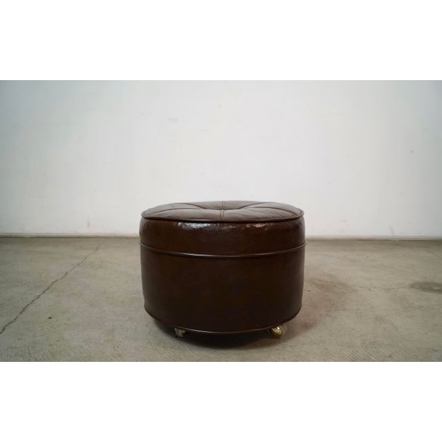 1970s 1970’s Mid-Century Modern Brown Pouf Ottoman For Sale - Image 5 of 9