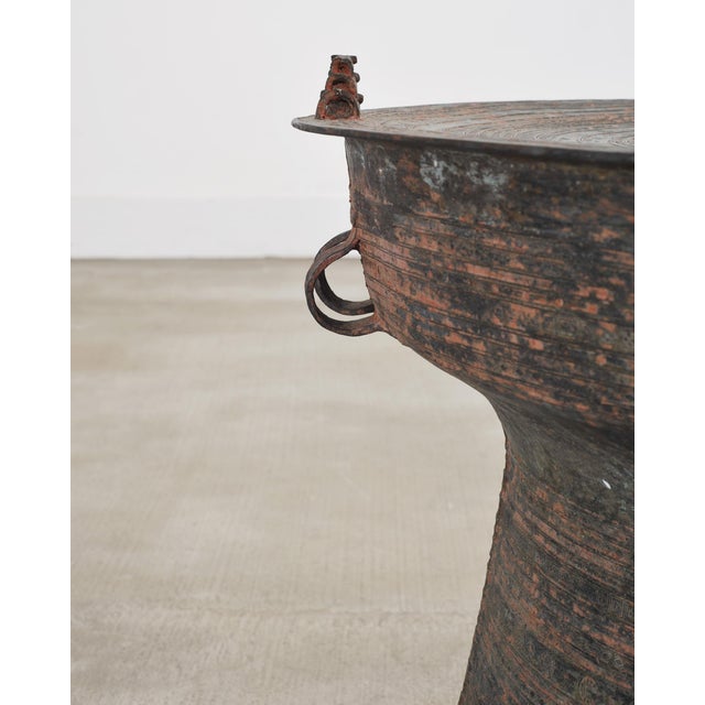 Southeast Asian Patinated Bronze Rain Drum Drink Table 2 Ft For Sale - Image 13 of 18