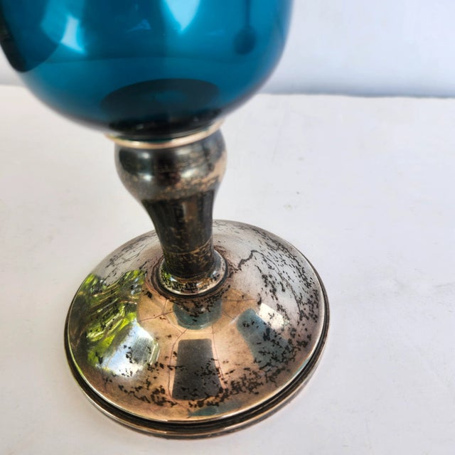 Vintage Gorham Footed Vases Turquoise and Sterling Silver-a Pair For Sale In Los Angeles - Image 6 of 12