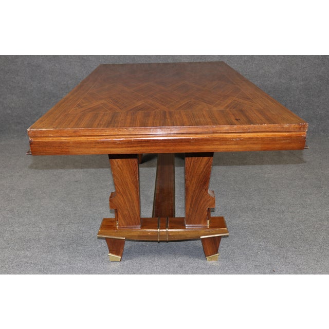 French Art Deco Bronze Mounted Dining Table Attributed to Jules Leleu For Sale - Image 11 of 16