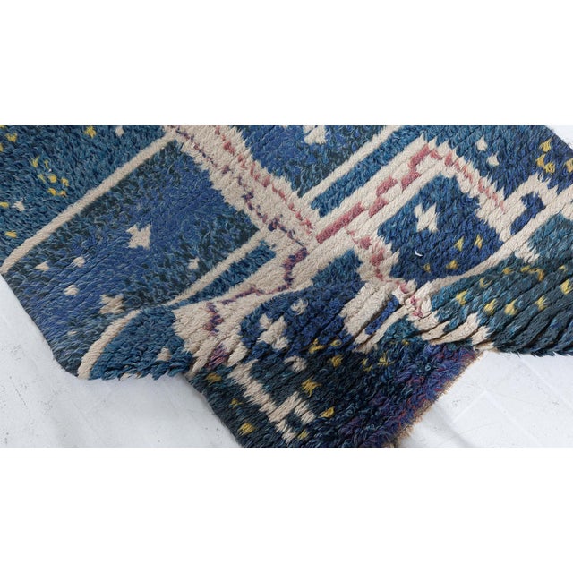 Mid 20th Century Doris Leslie Blau Mid-20th Century Swedish Navy, Red Handmade Pile Rug For Sale - Image 5 of 9