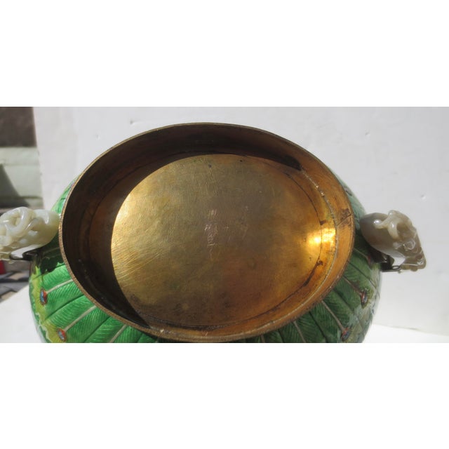 A Large Chinese Enamel Peacock Bowl 19th Century For Sale - Image 4 of 10