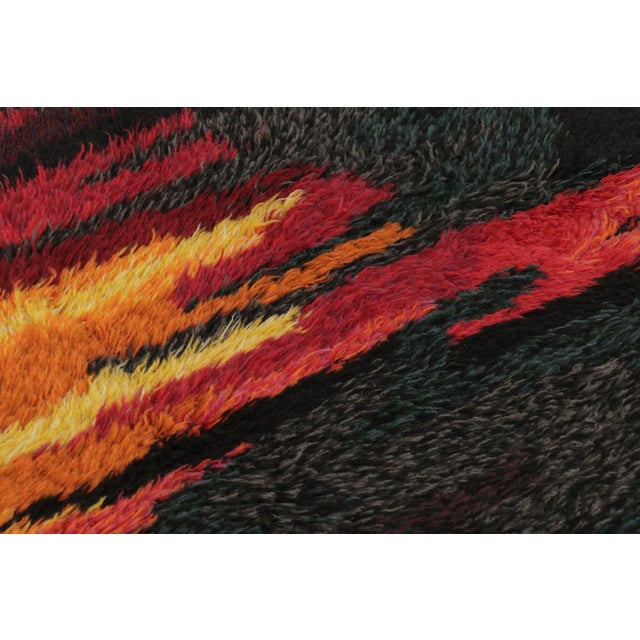 Mid-Century Modern Vintage Swedish Rya Rug With Radiant Flame Abstract Design - Rug & Kilim For Sale - Image 3 of 9