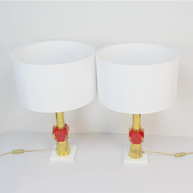 Vintage Italian Murano Glass Lamps, 1970s, Set of 2, in Very Good conditions. Designed 1970 to 1979 European Plug (up to...