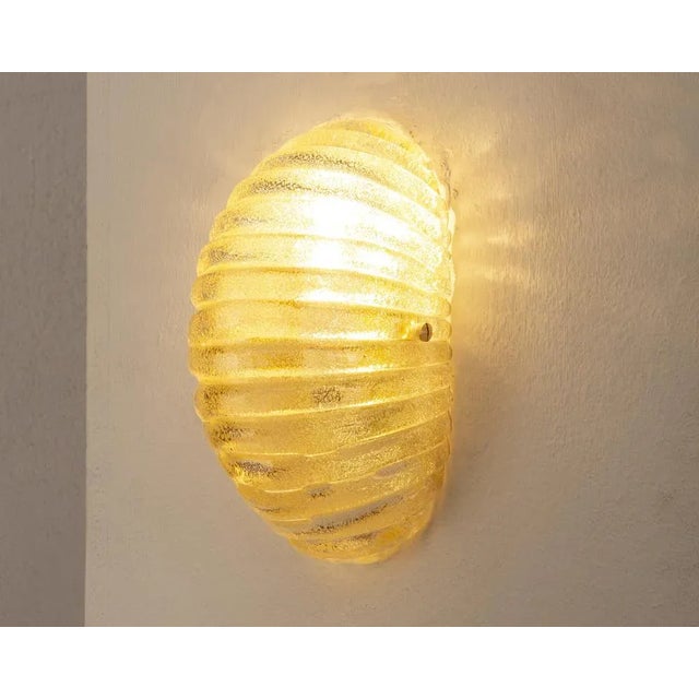 Vintage Italian Wall Light in Amber Murano Glass with Brass Structure, 1990s For Sale - Image 9 of 13