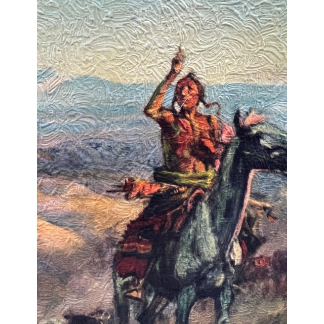 Early 20th Century Framed Western Cowboy Painting, Signed For Sale - Image 4 of 13