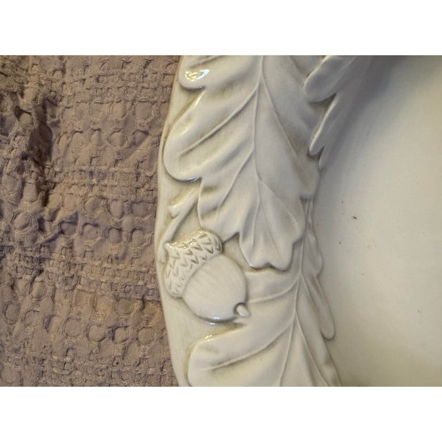 Vintage White Ceramic Embossed Serving Bowl by La Ceramica VBC For Sale - Image 12 of 12