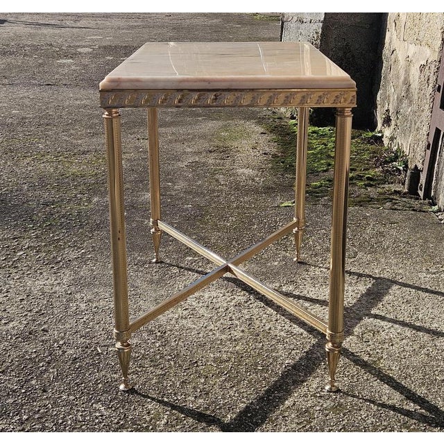 Vintage Neo-Classical French Marble and Brass Coffee Table, 1970s For Sale - Image 9 of 14