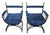Mid-Century Modern Savonarola Chairs with Blue Velvet Upholstery, 1960s, Set of 2 For Sale - Image 10 of 11